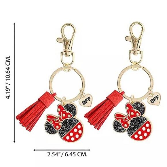 Disney's Minnie Mouse 2 PC BFF Key Chain Best Friends Forever One You One BFF - Picture 4 of 4